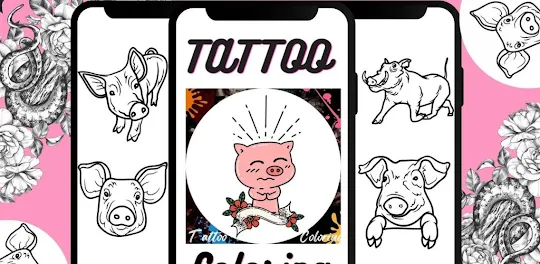 Tattoo Pig Coloring Book
