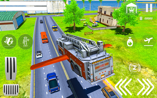 Flying Robot Fire Truck Game Screen 2