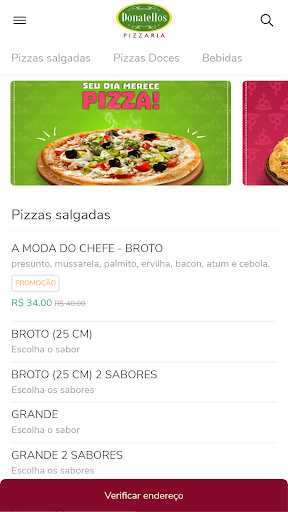 Android application Pizzaria Donatellos screenshort