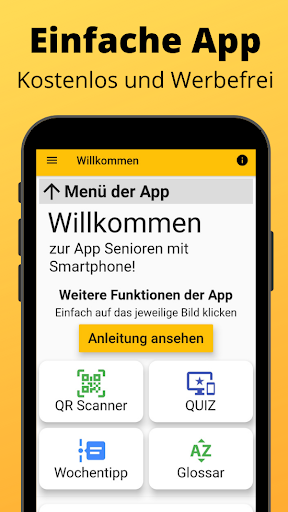 Android application Senioren mit Smartphone screenshort