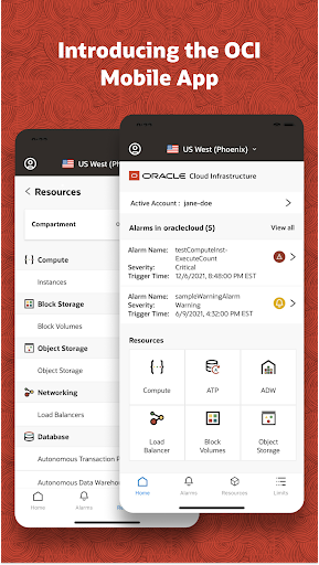 Android application Oracle Cloud Infrastructure screenshort