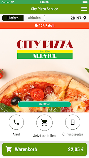Android application City Pizza Service screenshort