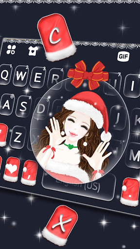 Cute Christmas Girl Keyboard B Screen 2