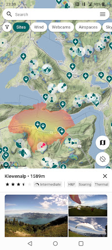 Android application Wingit - Paragliding Map screenshort