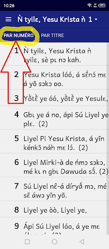 Android application Toussian chants screenshort