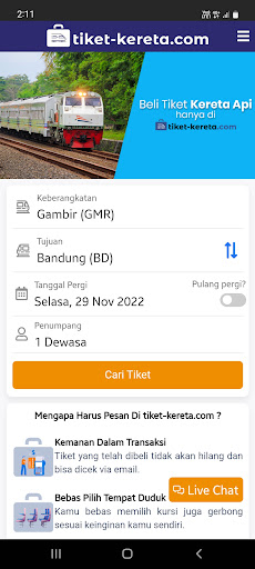 Android application tiket-kereta.com screenshort