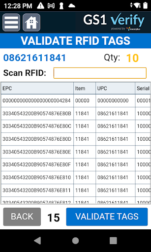 GS1 Verify RFID Validation Screen 3