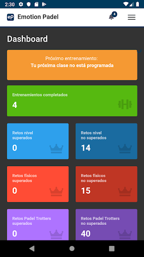 Android application Emotion Padel screenshort
