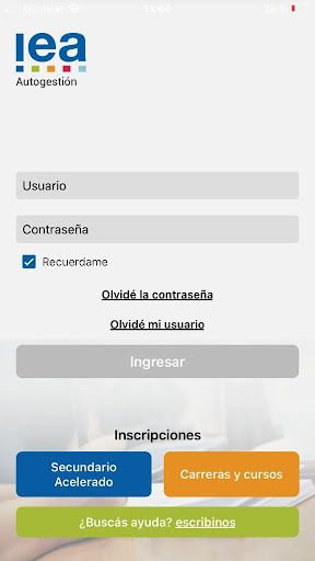 Android application IEA AutoGestión screenshort