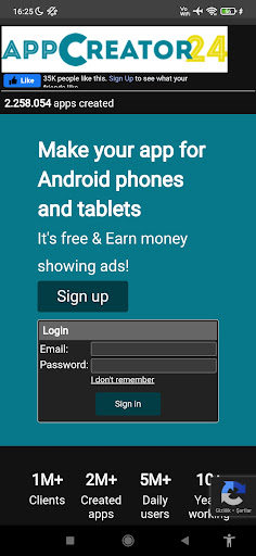 Android application AppCreator Make Apps screenshort