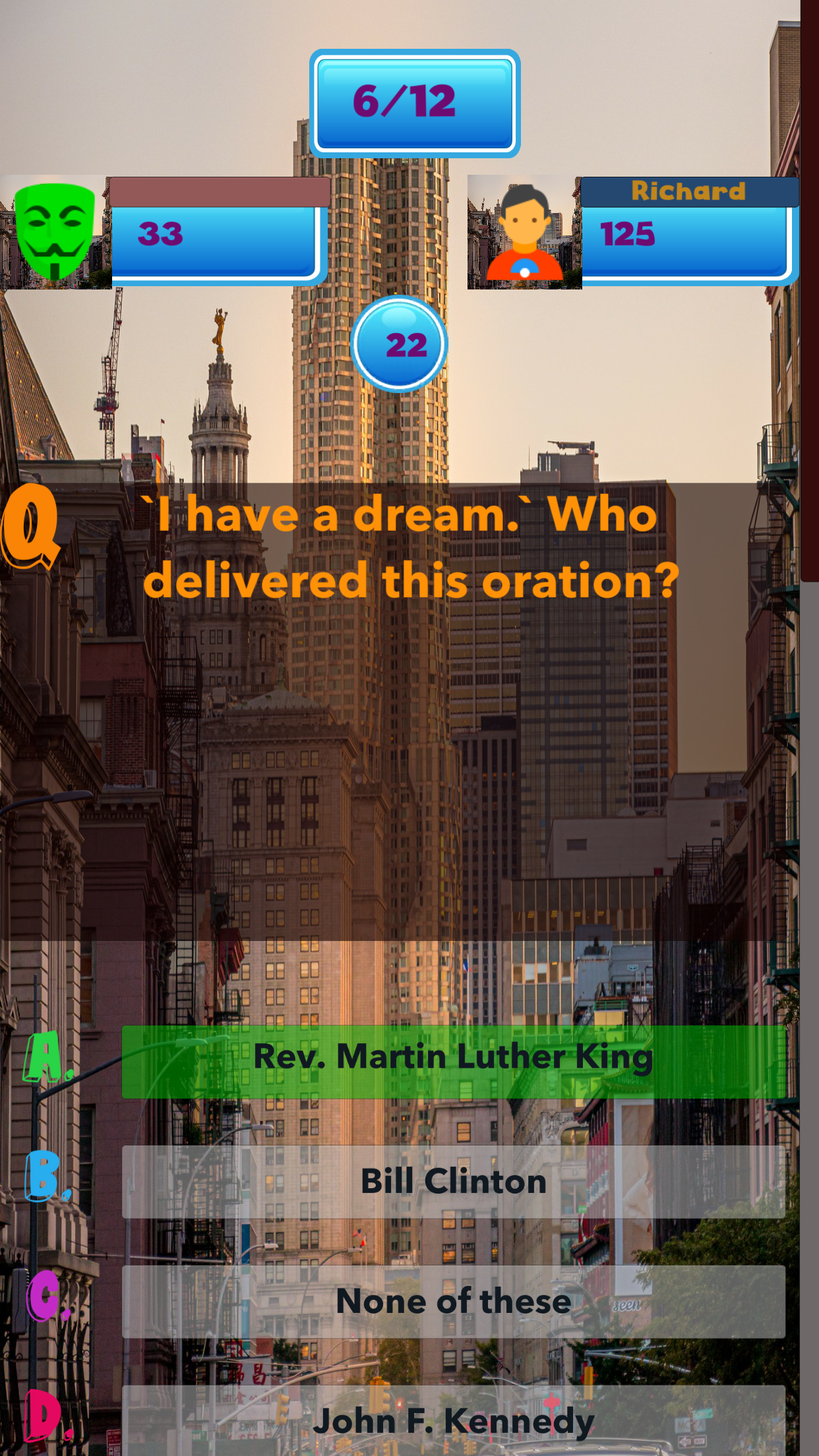 Android application America Knowledge Test screenshort