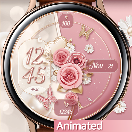 Pink Rose Curve_Watchface logo