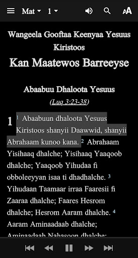 Screenshot of Oromo, Eastern Bible