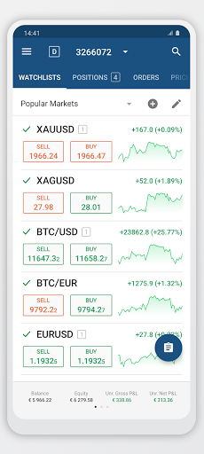 Android application BTC cTrader screenshort