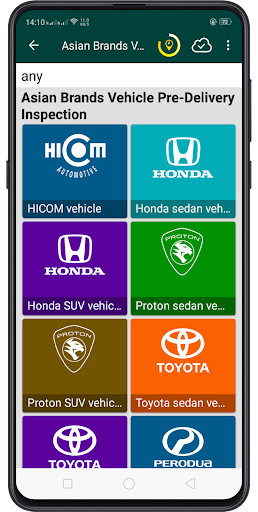 Android application arl Vehicle Pre-Del Inspection screenshort