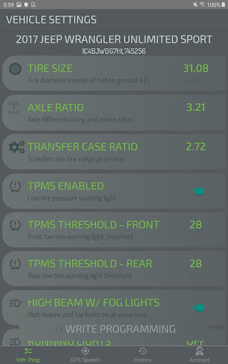 ECRI Vehicle Calibrator Screen 2