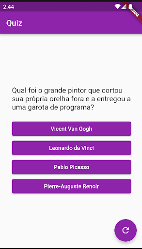 Android application Flutter Quiz screenshort