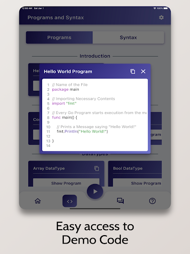 Screenshot of Go Tutorial - Simplified