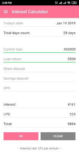 Interest Calculator Screen 3