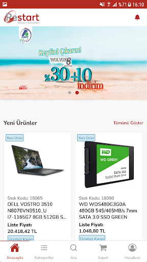 Android application Restart Bilişim screenshort