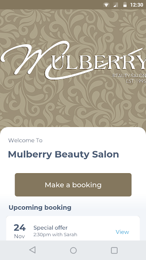 Android application Mulberry Beauty Salon screenshort