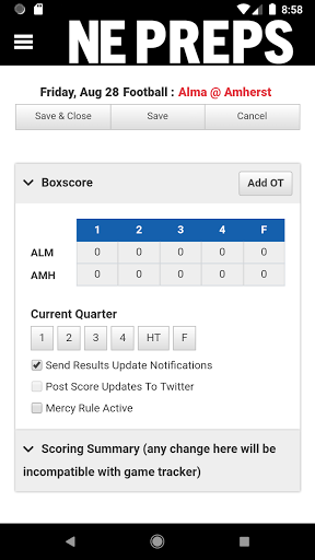 NE Preps Score Input Screen 3