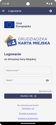Android application Grudziądzka Karta Miejska screenshort