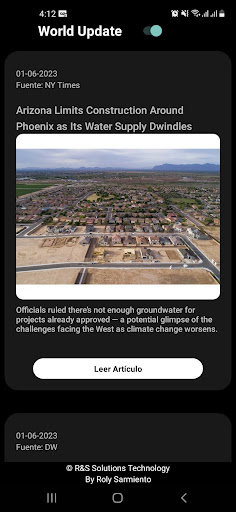 Android application World Update screenshort