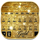 Glitter Gold Keyboard Theme - black gold bow icon