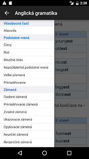 Android application Anglická gramatika screenshort