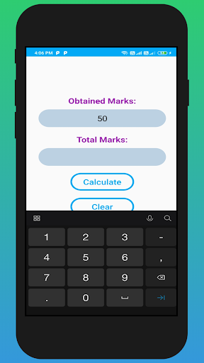 Marks Percentage Calculator Screen 2