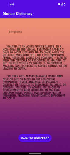 Disease Dictionary Screen 3