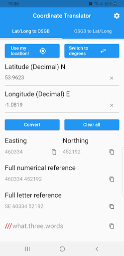 Android application Lat Long to OSGB Grid screenshort