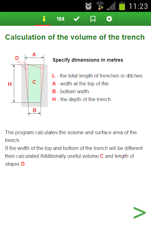 Android application Calculate the volume of trench screenshort