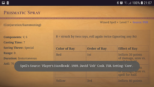 AD&D 2nd. Ed. Spellbook Screen 3