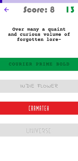 Font Quiz Screen 2
