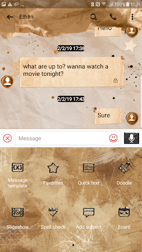 Screenshot of NextSMS brown style skin