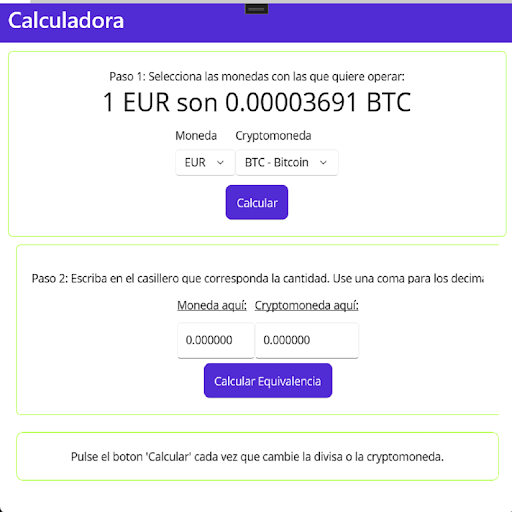 Android application Conversor Cryptomonedas screenshort