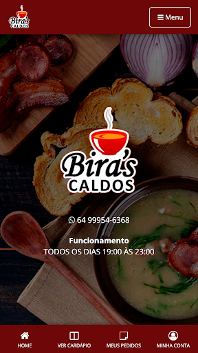 Android application Biras Caldos Delivery screenshort