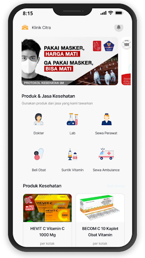 Android application Mediklik screenshort