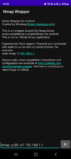 Android application Nmap Wrapper for Android screenshort