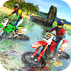 Beach Water Surfer Bike Racing