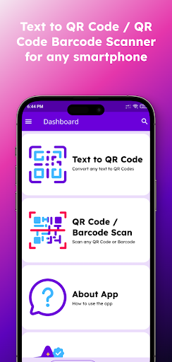 Android application Text to QR Code screenshort