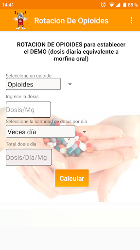 Android application Opioid Calculator screenshort