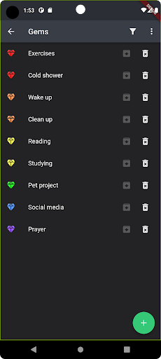 Android application Habit Gems screenshort