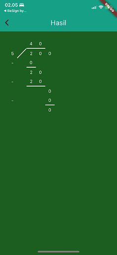 Long Division Calculator Screen 2