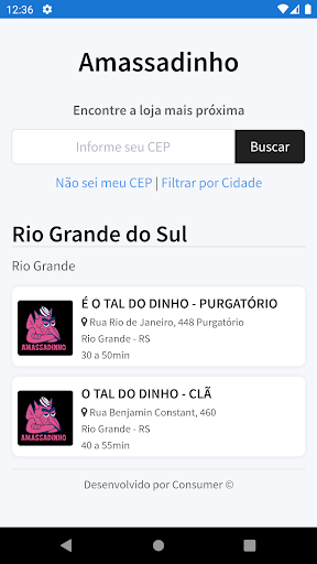 Android application Amassadinho screenshort