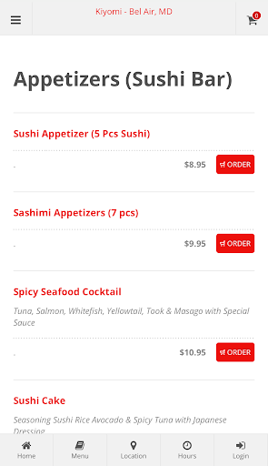 Kiyomi Bel Air Online Ordering Screen 3