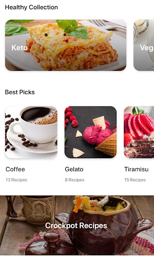 Screenshot of Italian recipes app