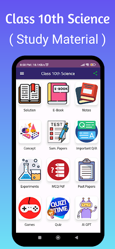 Android application Class 10th Science Solution screenshort